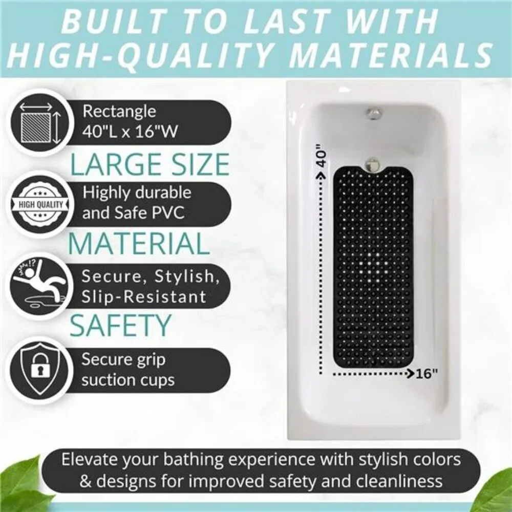 Large Non Slip Bath Mat 40x16 Anti Slip Shower Tub Mat for Bathroom Safety